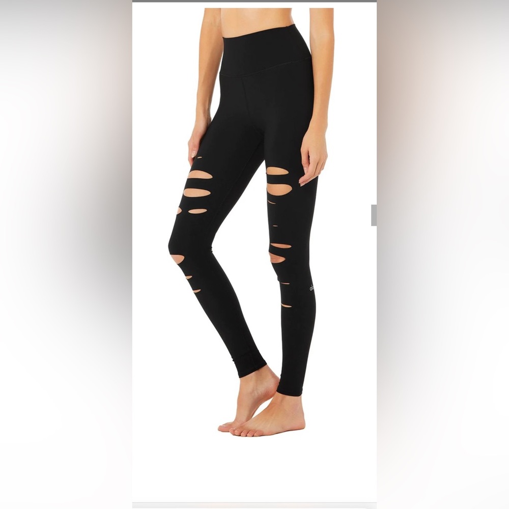 ALO LARGE HIGH WAIST RIPPED WARRIOR LEGGING SIZE LARGE